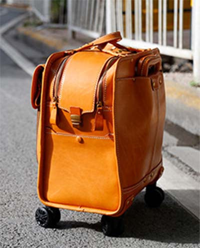 Genuine Vintage Italian Vegetable Tanned Leather 20-inch Carry-on Universal wheel Cabin Rolling Spinner Travel Luggage-22