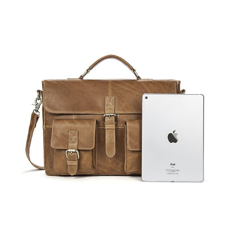 Rossie Viren  Men Leather Bag Vintage Leather Laptop Briefcase Postman Handbag Unisex New-2
