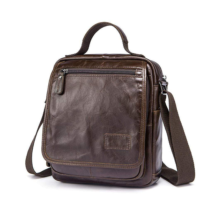 Rossie Viren  Mens Vintage  Leather Handbag Cross Body Single Shoulder Briefcase Black Messenger Bag-2