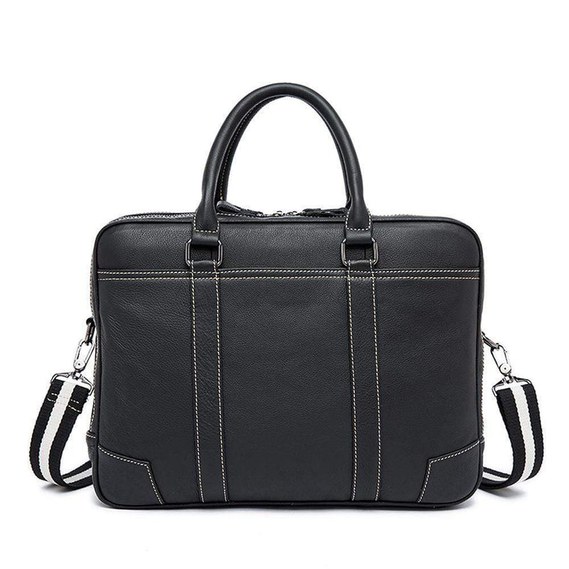 Rossie Viren Vintage  Classic Double  Zip Leather  Briefcase Work Bags-2