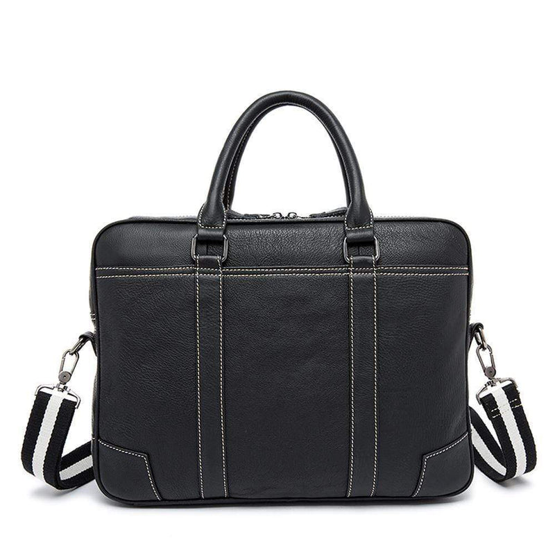 Rossie Viren Vintage  Classic Double  Zip Leather  Briefcase Work Bags-4