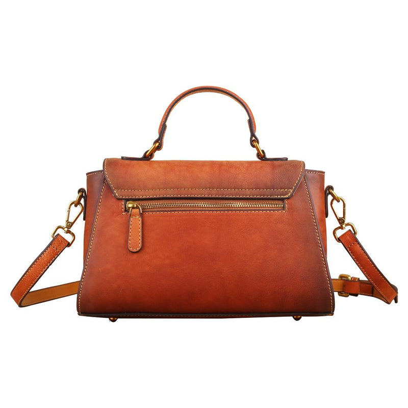 Womens  Vintage Leather Tote Handbag Small Top-Handle Bags-3