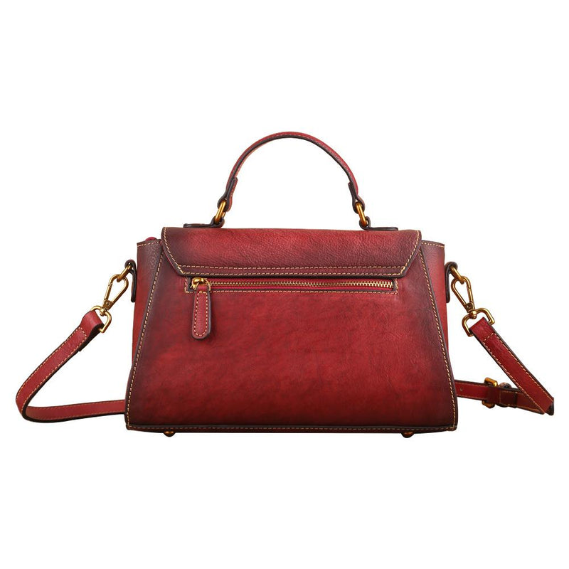 Womens  Vintage Leather Tote Handbag Small Top-Handle Bags-12