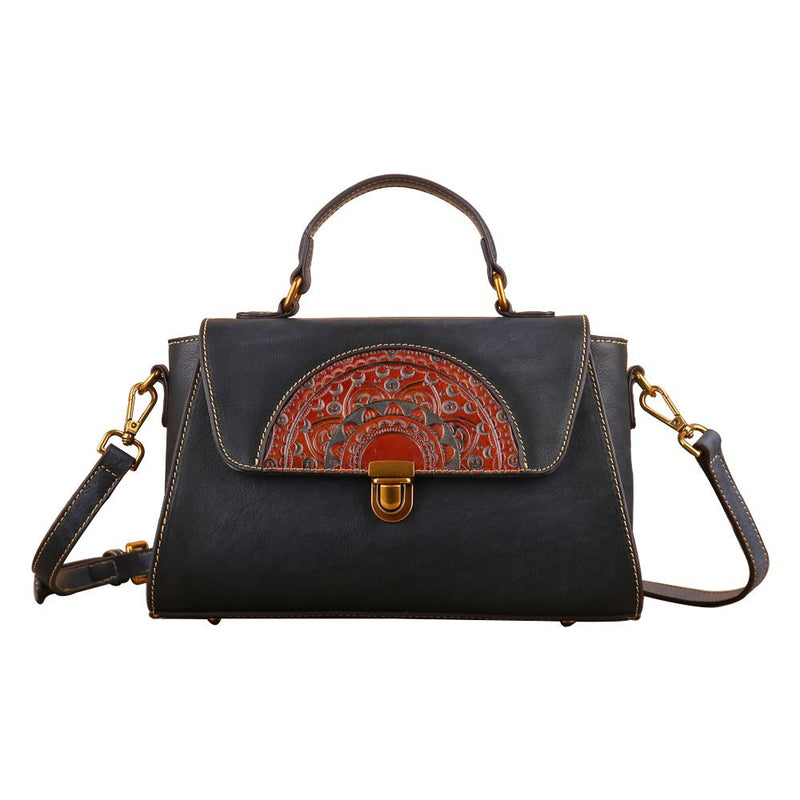 Womens  Vintage Leather Tote Handbag Small Top-Handle Bags-8