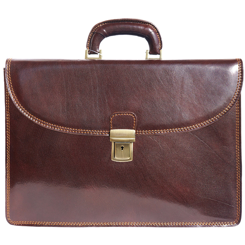 Leather briefcase with three compartments-19