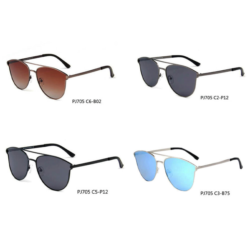 ALMONTE | Women Flat Lens Polarized Round Fashion Aviator Sunglasses-4