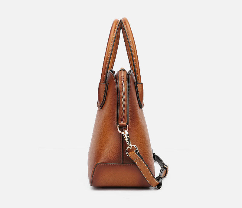 Womens Vintage Leather Top Handle Satchel Bag-2