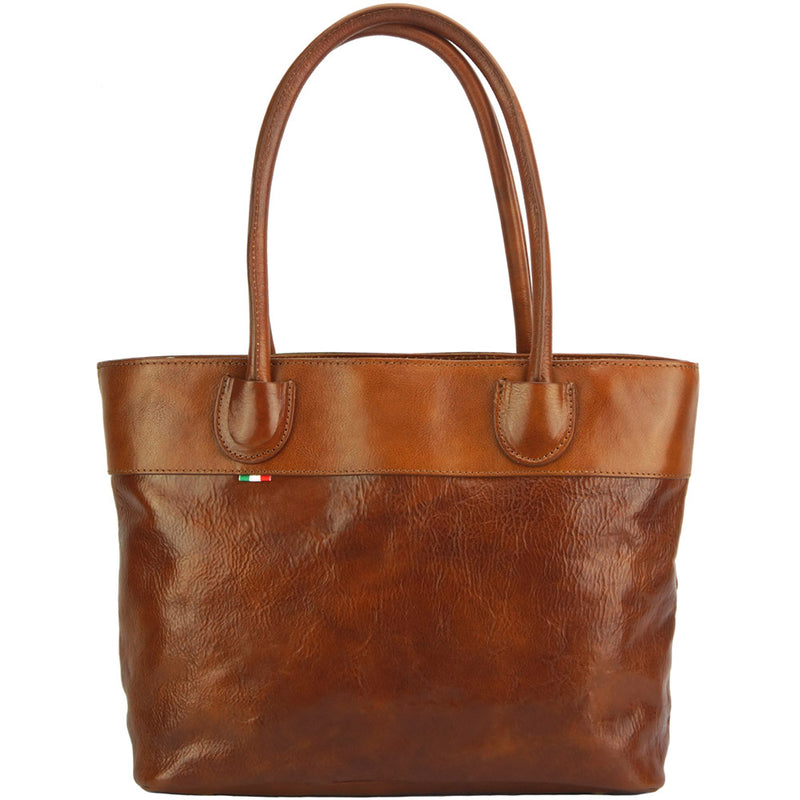 Tote V bag in leather-19
