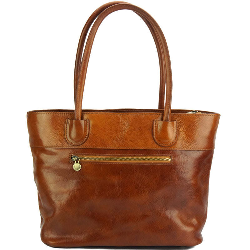 Tote V bag in leather-4