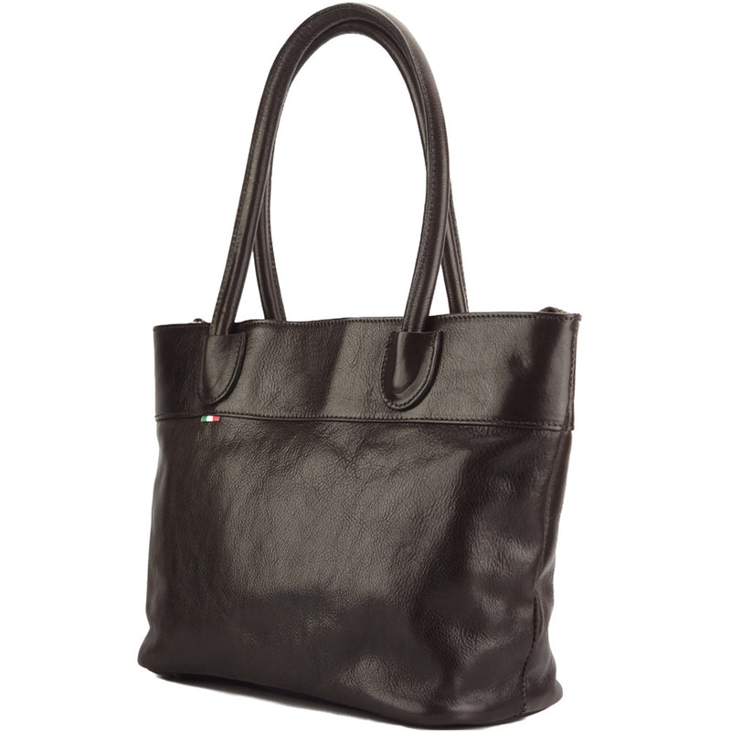Tote V bag in leather-15