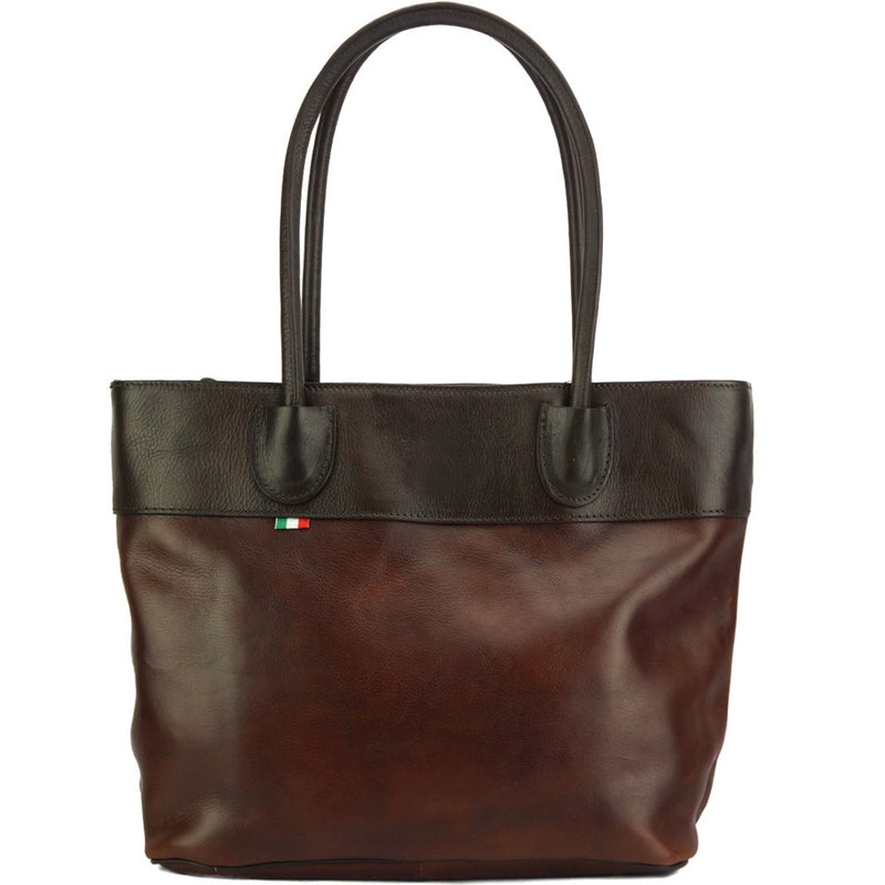 Tote V bag in leather-21