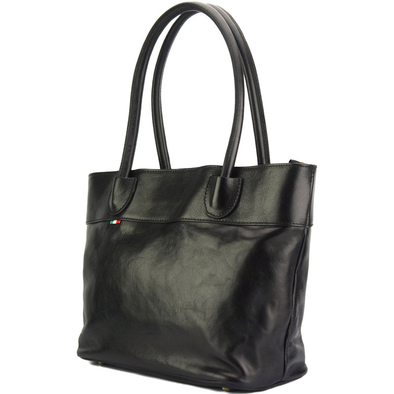Tote V bag in leather-12
