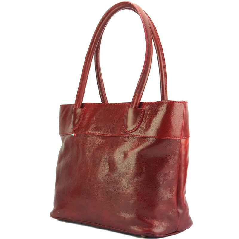 Tote V bag in leather-0