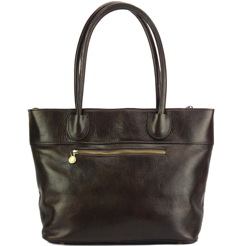 Tote V bag in leather-16