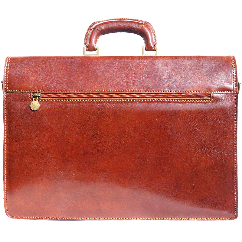 Leather briefcase with three compartments-2