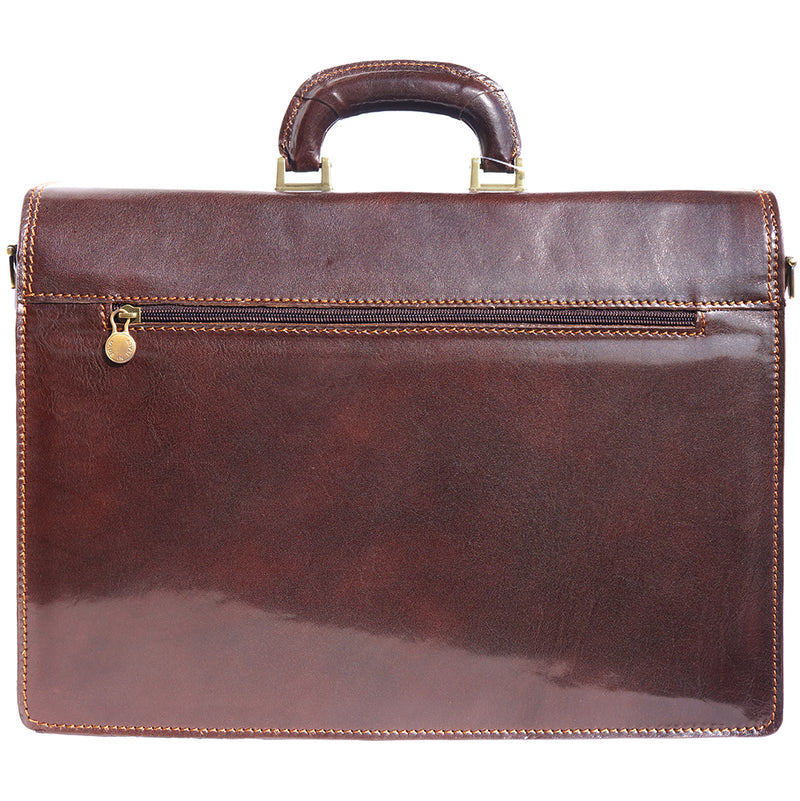 Leather briefcase with three compartments-9