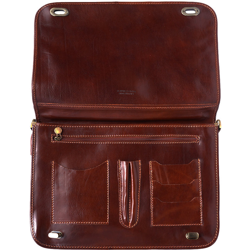 Leather briefcase with two compartments-2