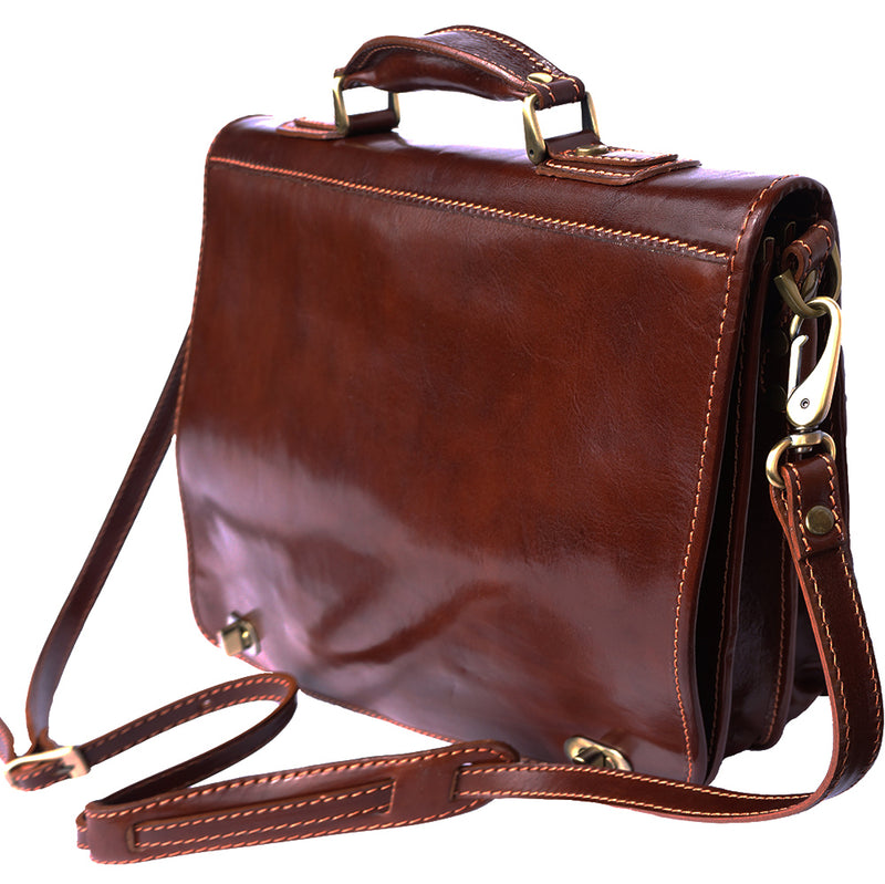 Leather briefcase with two compartments-3