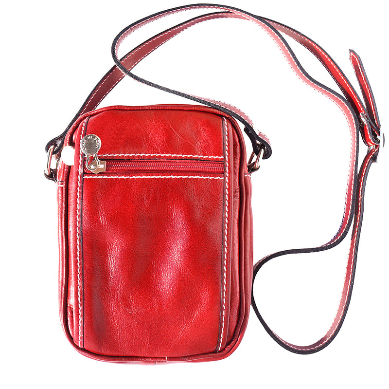 Small travel bag with shoulder strap in genuine cow leather-4