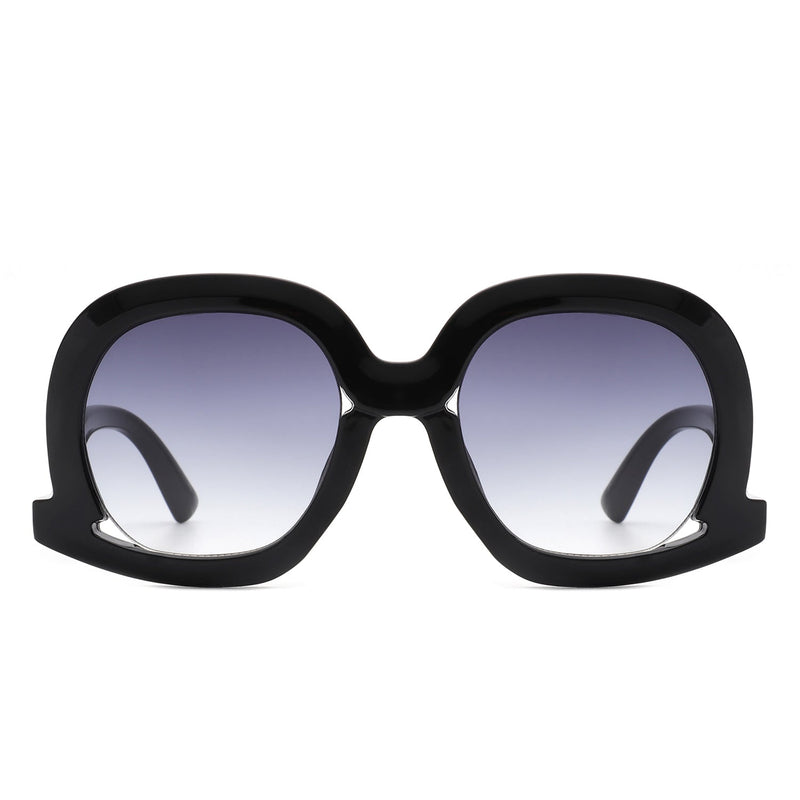 Lumisilk - Women Round Oversize Geometric Irregular Fashion Sunglasses-2