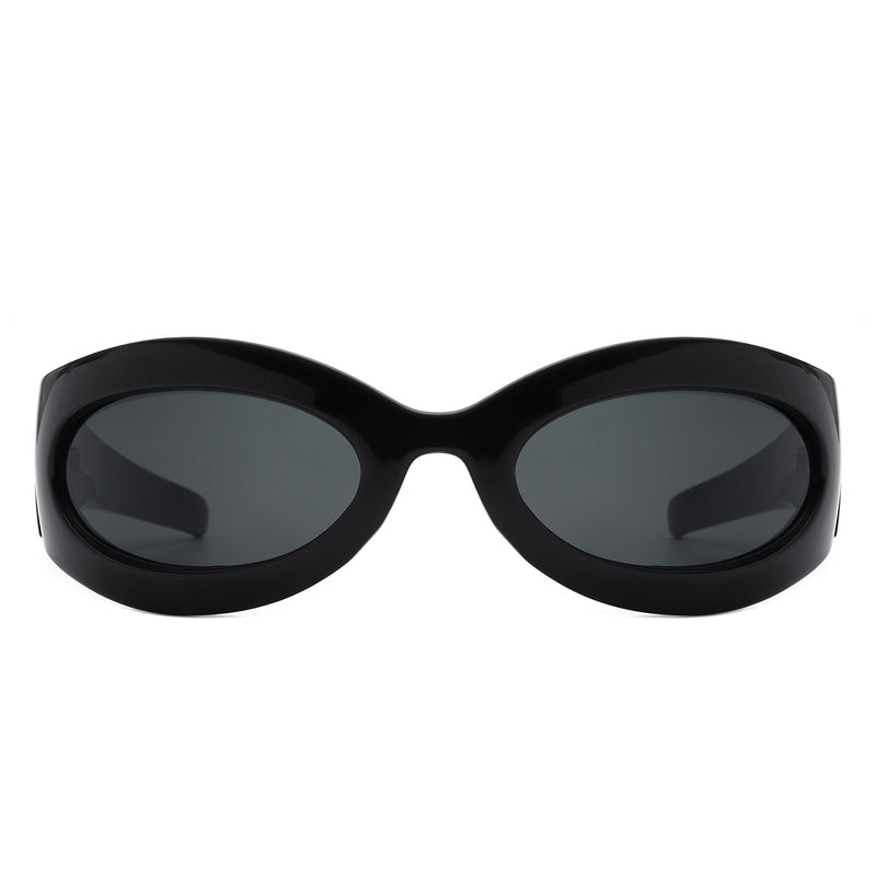 Albion - Oval Wrap Around Retro Round Fashion Sunglasses-6