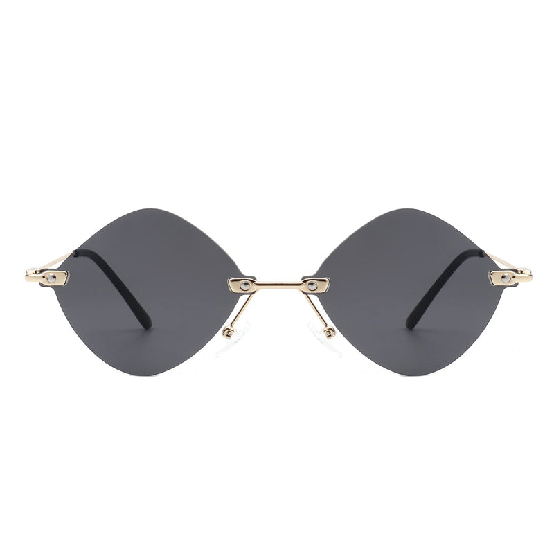 Bluewave - Rimless Retro Round Geometric Frameless Tinted Fashion Sunglasses-3