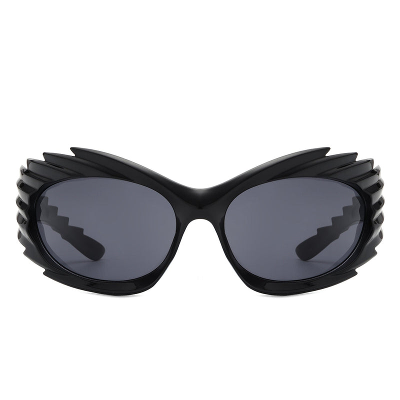 Sparkify - Wrap Around Oval Spike Oversize Fashion Sunglasses-2
