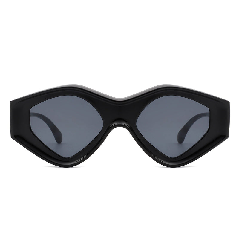Rosedawn - Futuristic Square Retro Chunky Irregular Geometric Sunglasses-3