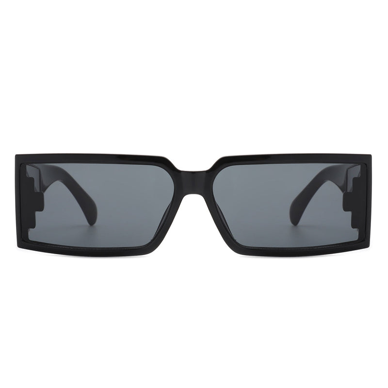 Daylumin - Rectangle Retro Chunky Square Wrap Around Sunglasses-2