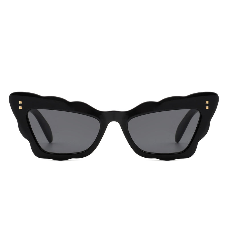 Radiance - Women Irregular Butterfly Wavy Frame Tinted Fashion Cat Eye Sunglasses-1