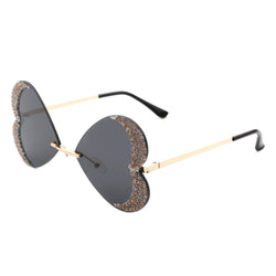 Quixotia - Rimless Butterfly Heart Shape Tinted Fashion Women Sunglasses-4