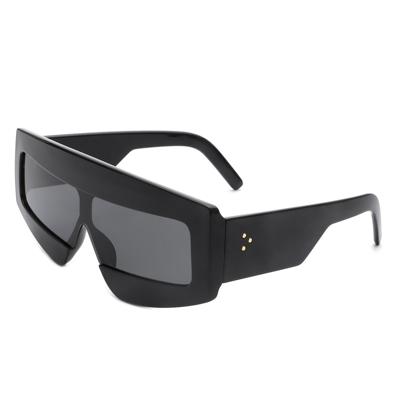 Celestia - Rectangle Chunky Oversize Square Tinted Flat Top Sunglasses-4