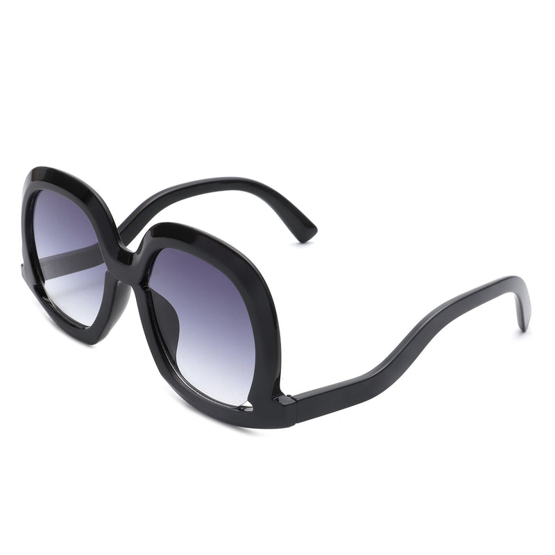 Lumisilk - Women Round Oversize Geometric Irregular Fashion Sunglasses-3
