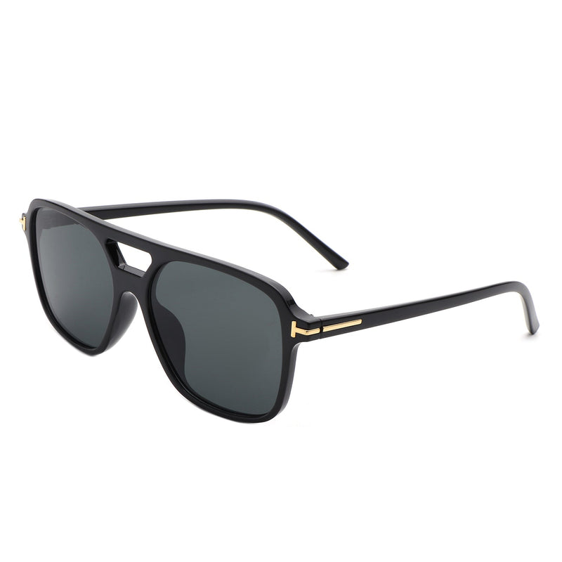 Skyhavoc - Retro Square Brow-Bar Fashion Aviator Sunglasses-4