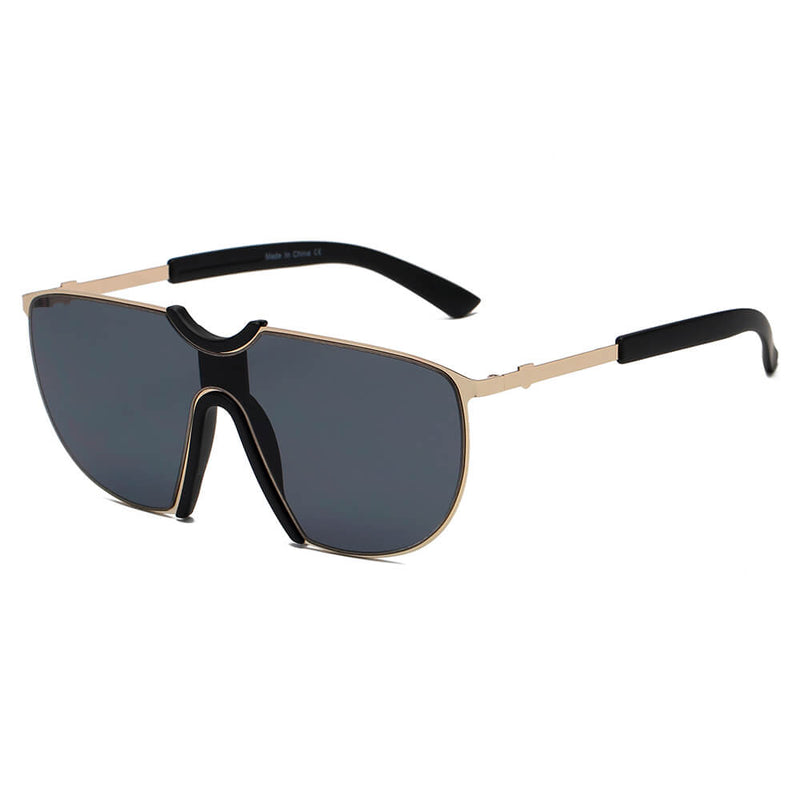 MACON | Large Oversized Unisex Single Lens Aviator Fashion Sunglasses-6