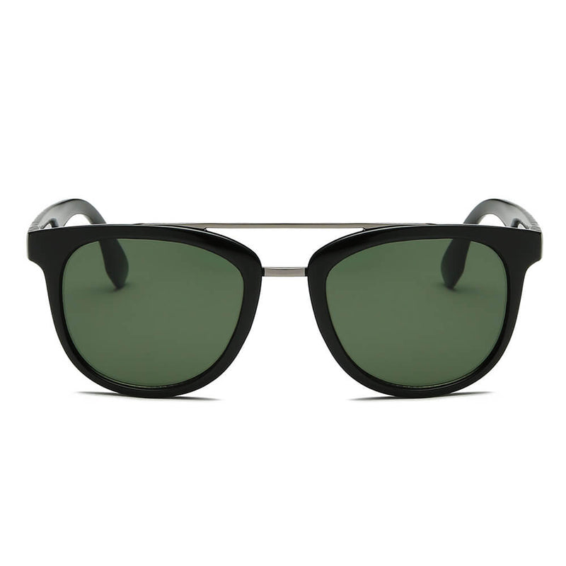 BENTON | Classic Round Brow-Bar Fashion Sunglasses-1