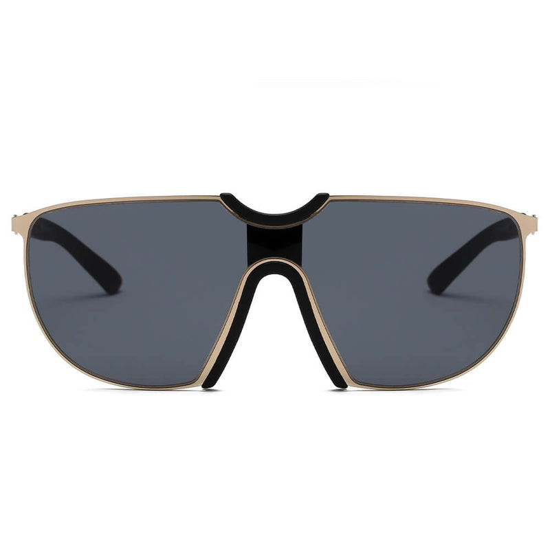 MACON | Large Oversized Unisex Single Lens Aviator Fashion Sunglasses-7