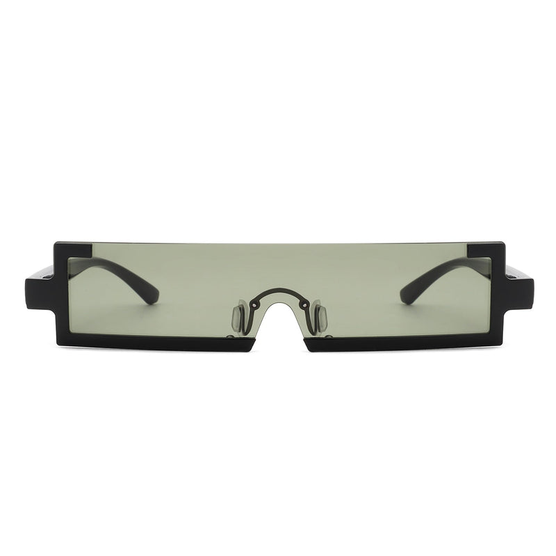 Kelestra - Retro Rectangular Narrow Semi Rimless Vintage Slim Fashion Sunglasses-4