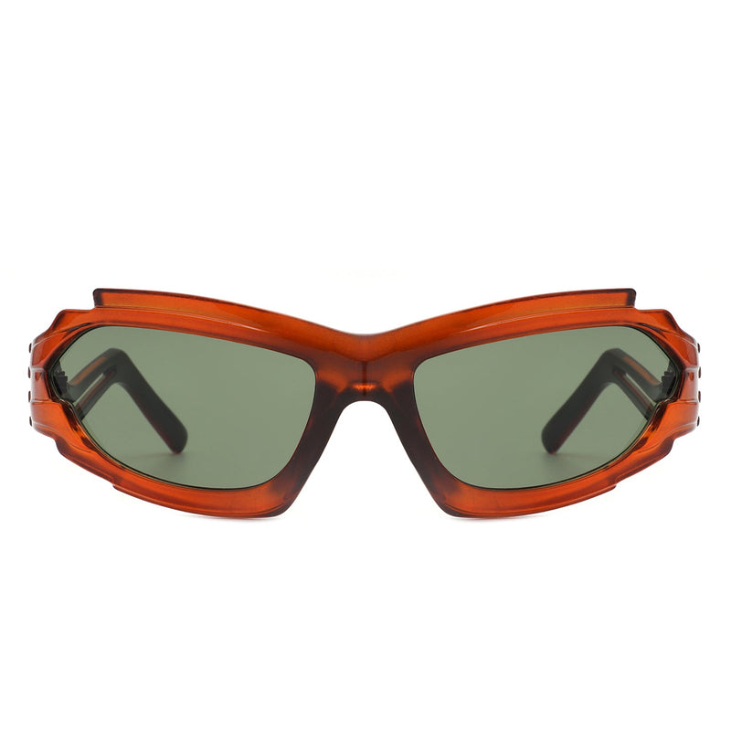 Moonhaze - Futuristic Rectangle Geometric Chunky Sport Wrap Around Sunglasses-1