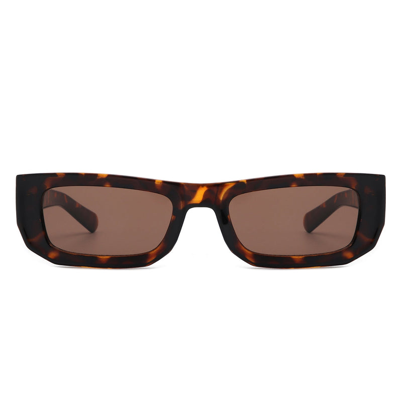 Alabaste - Rectangle Narrow Flat Top Fashion Tinted Slim Sunglasses-3