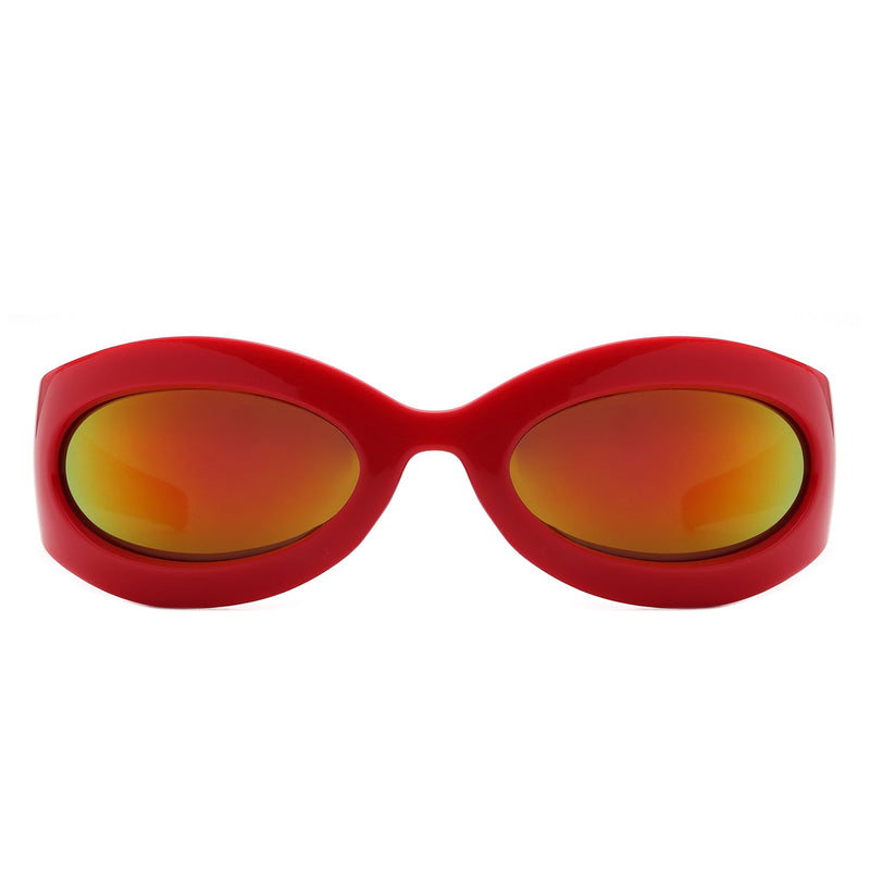 Albion - Oval Wrap Around Retro Round Fashion Sunglasses-4