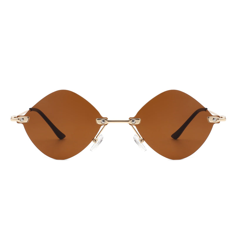 Bluewave - Rimless Retro Round Geometric Frameless Tinted Fashion Sunglasses-1