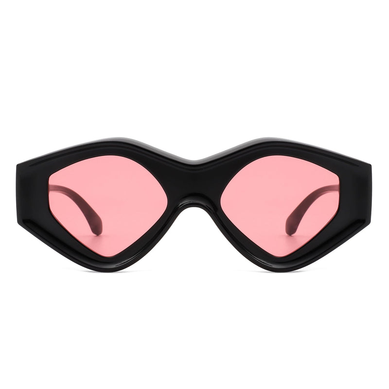 Rosedawn - Futuristic Square Retro Chunky Irregular Geometric Sunglasses-5