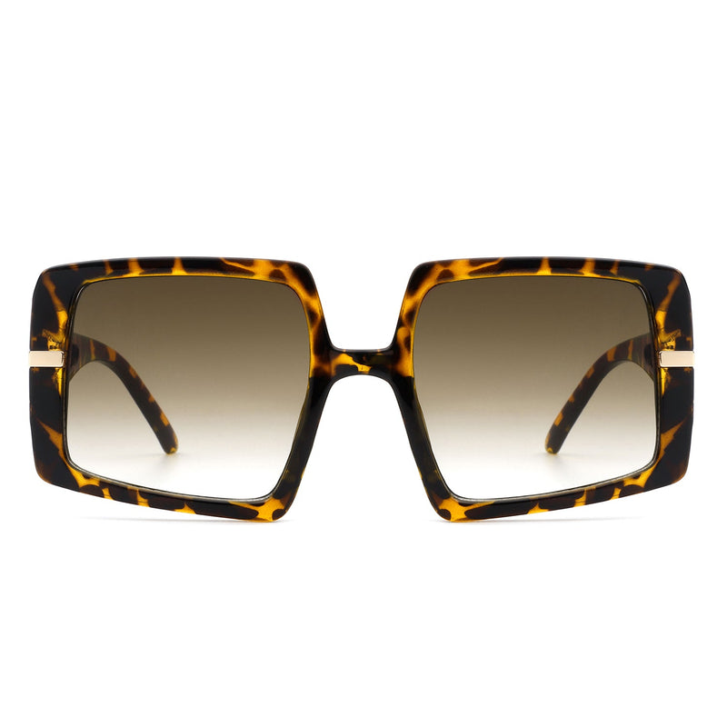 Jasmoria - Oversize Square Geometric Irregular Flat Top Women Sunglasses-5