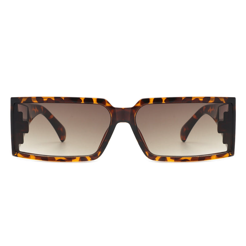 Daylumin - Rectangle Retro Chunky Square Wrap Around Sunglasses-1