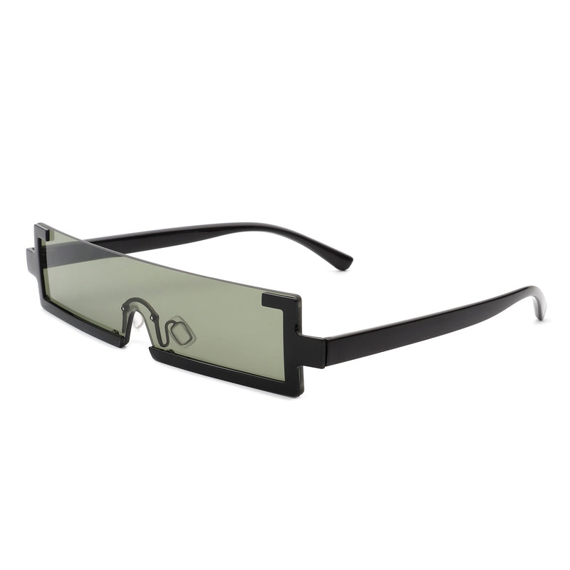 Kelestra - Retro Rectangular Narrow Semi Rimless Vintage Slim Fashion Sunglasses-5