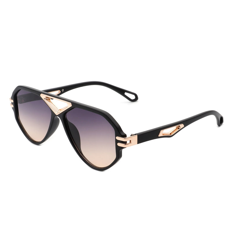 Unityth - Geometric Retro Round Vintage Fashion Aviator Sunglasses-3