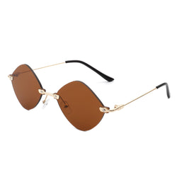 Bluewave - Rimless Retro Round Geometric Frameless Tinted Fashion Sunglasses-0