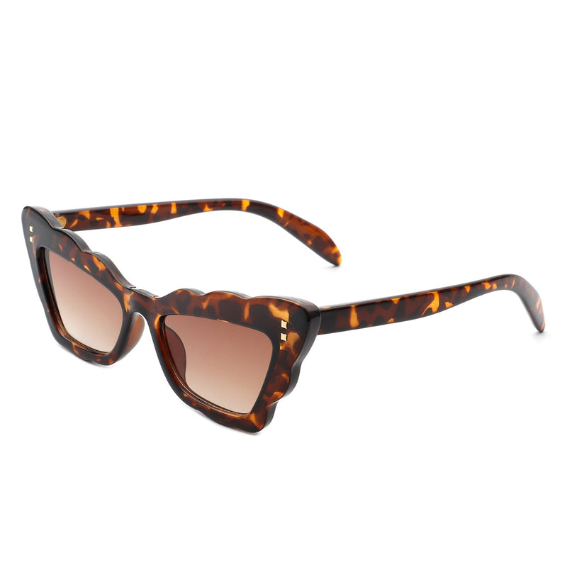 Radiance - Women Irregular Butterfly Wavy Frame Tinted Fashion Cat Eye Sunglasses-3