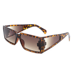 Daylumin - Rectangle Retro Chunky Square Wrap Around Sunglasses-0